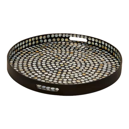 24" Black Wood Coastal Tray